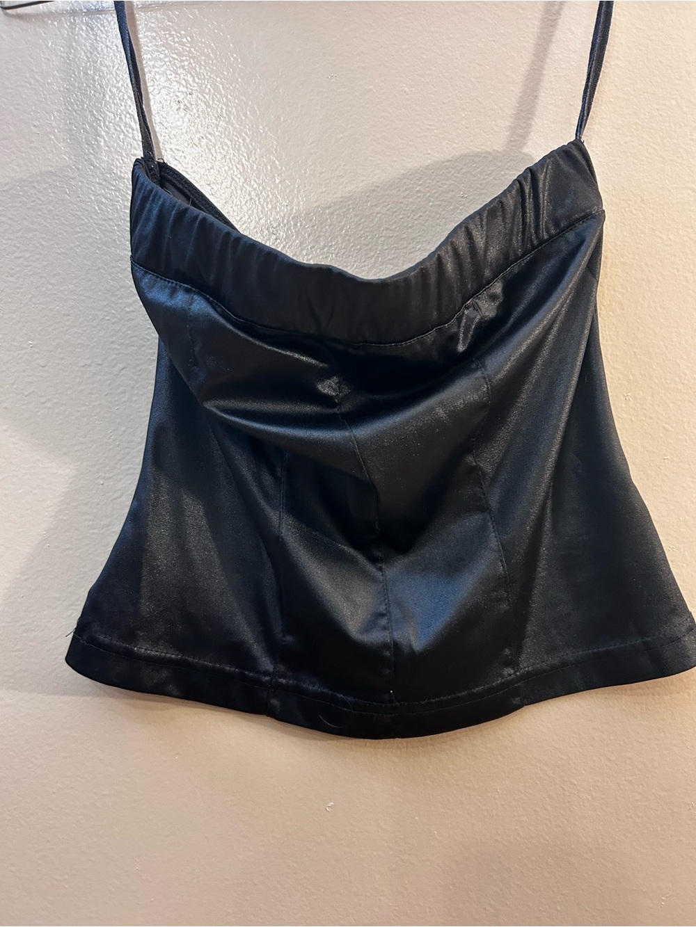 Satin-Look Black strapless Top